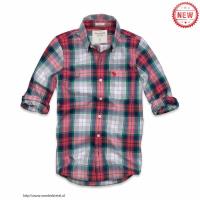 heren abercrombie fitch plaid lang overhemd moose logo rood blauw groen Stijl Populaire 49ngg537